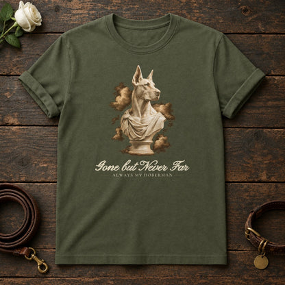 Gone but Never Far – Marble Doberman Memorial Tee in Military Green