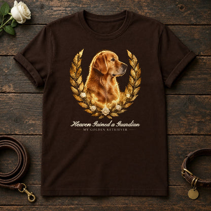 Heaven Gained a Guardian – Laurel Golden Retriever Memorial Tee in Dark Chocolate