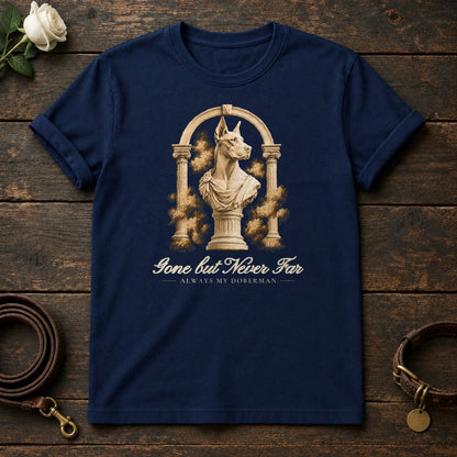 Gone but Never Far – Roman Arch Doberman Memorial Tee in Navy