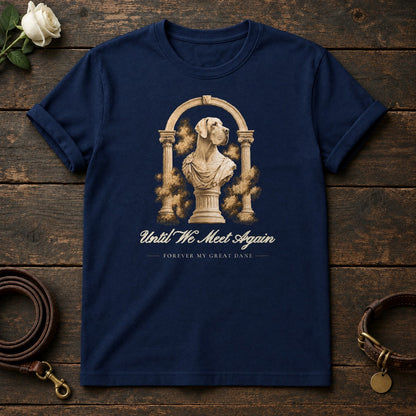 Until We Meet Again – Roman Arch Great Dane Memorial Tee in Navy