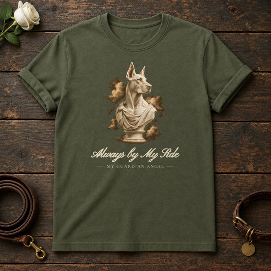 Always by My Side – Marble Doberman Memorial Tee in Military Green
