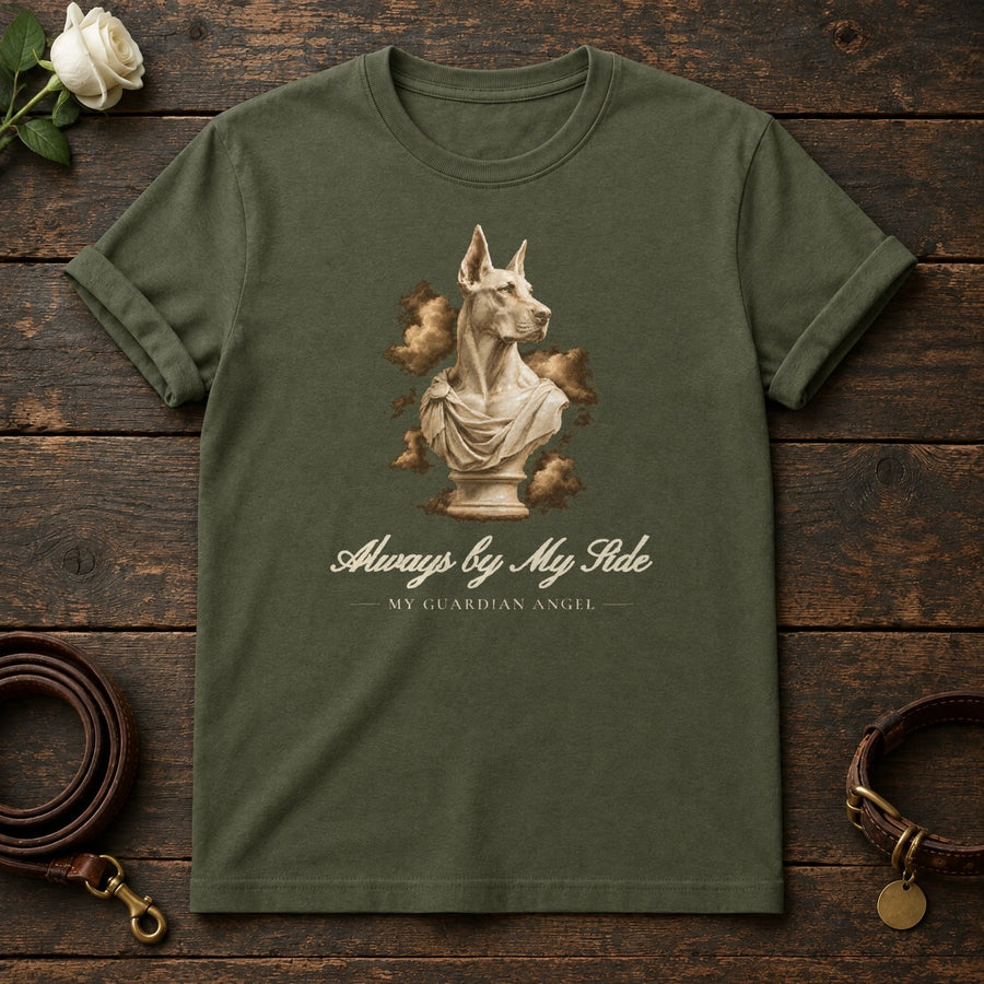 Always by My Side – Marble Doberman Memorial Tee in Military Green