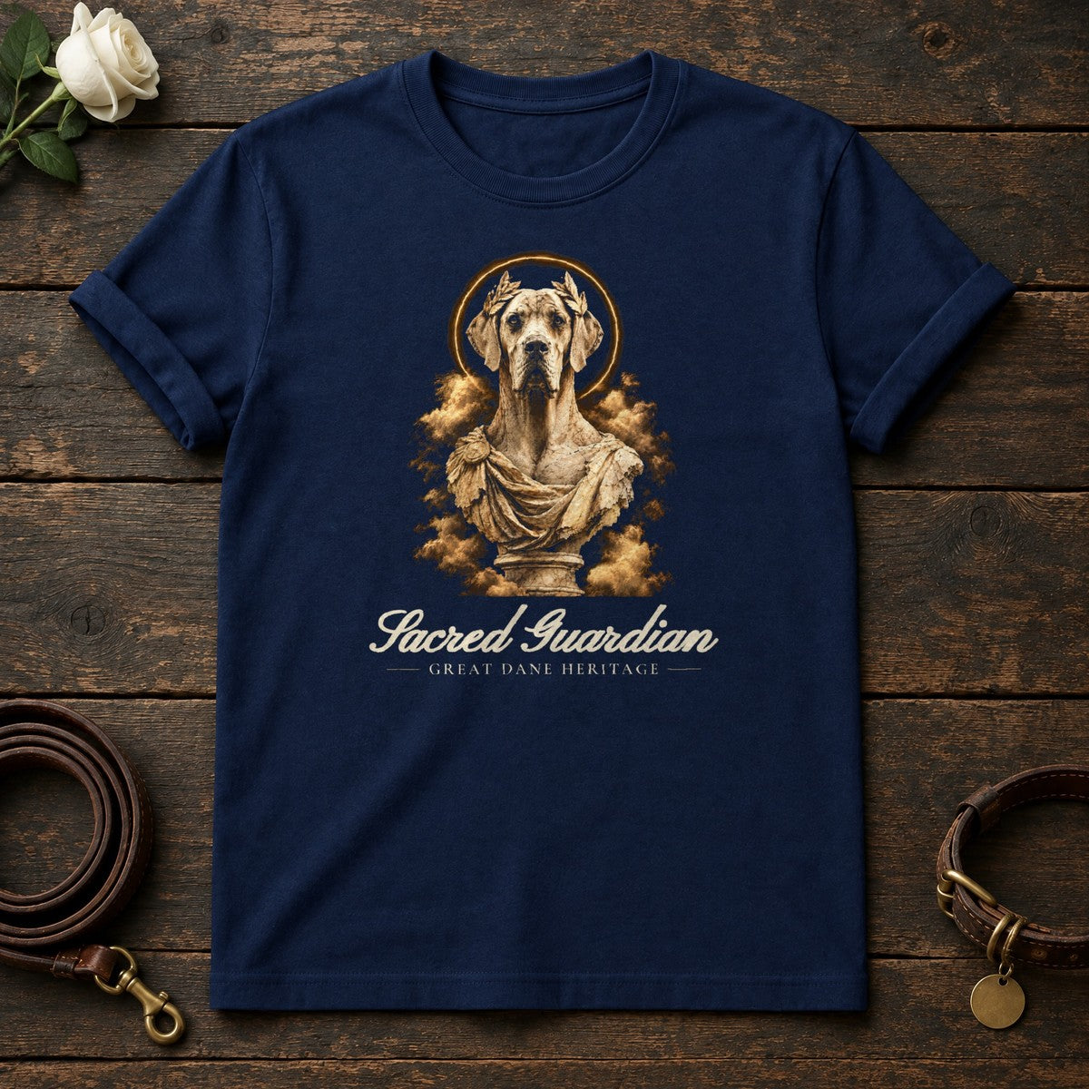 Sacred Guardian Great Dane Tee in Navy