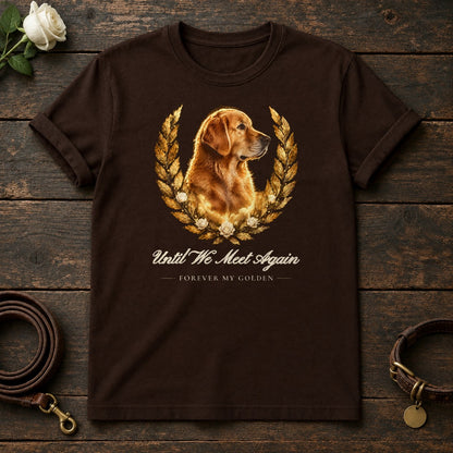 Until We Meet Again – Laurel Golden Retriever Memorial Tee in Dark Chocolate