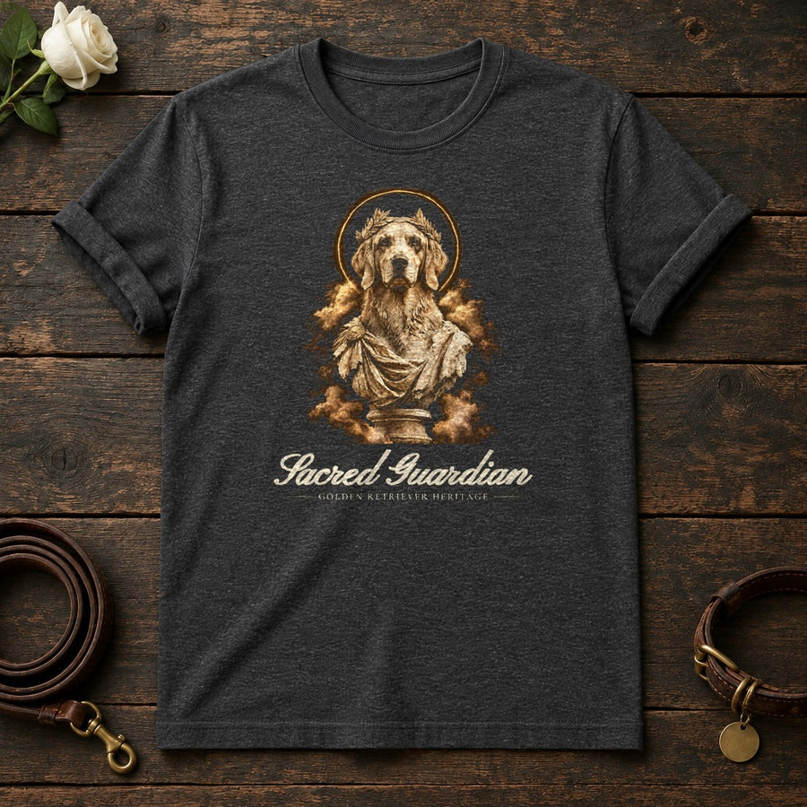Sacred Guardian Golden Retriever Tee in Dark Heather