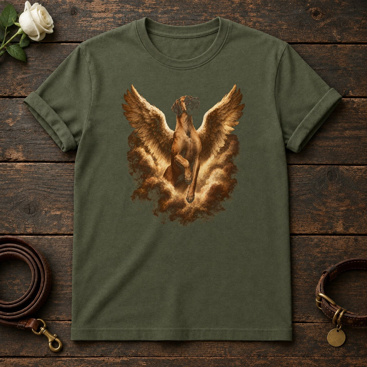 Great Dane Guardian Angel Tee in Military Green