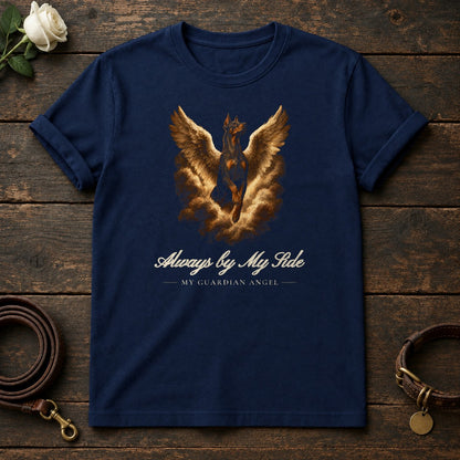 Always by My Side – Winged Doberman Memorial Tee in Navy