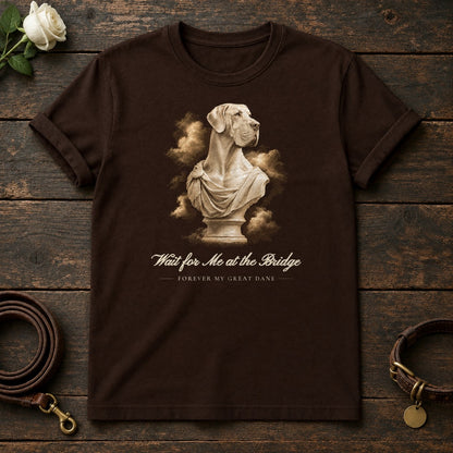 Wait for Me at the Bridge – Marble Great Dane Memorial Tee in Dark Chocolate