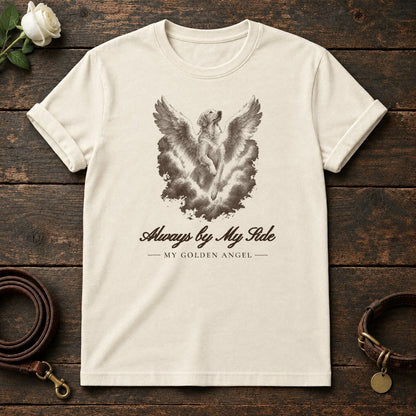 Always by My Side – Winged Golden Retriever Memorial Tee in Natural