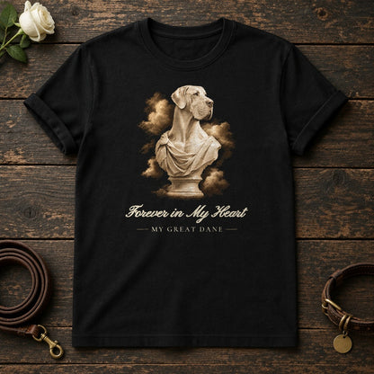 Forever in My Heart – Marble Great Dane Memorial Tee in Black