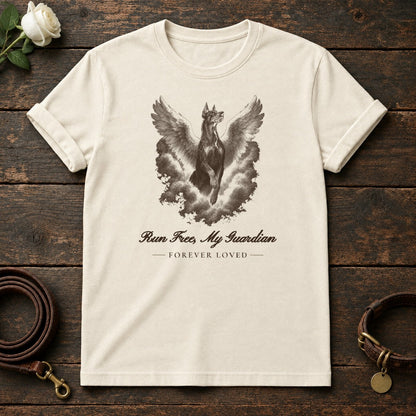 Run Free, My Guardian – Winged Doberman Memorial Tee in Natural