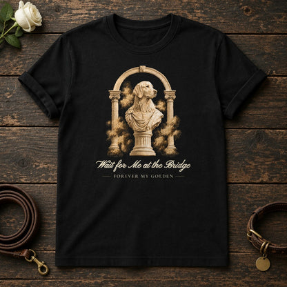 Wait for Me at the Bridge – Roman Arch Golden Retriever Memorial Tee in Black