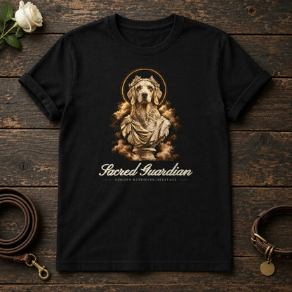 Sacred Guardian Golden Retriever Tee in Black