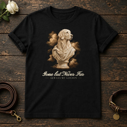 Gone but Never Far – Marble Golden Retriever Memorial Tee in Black
