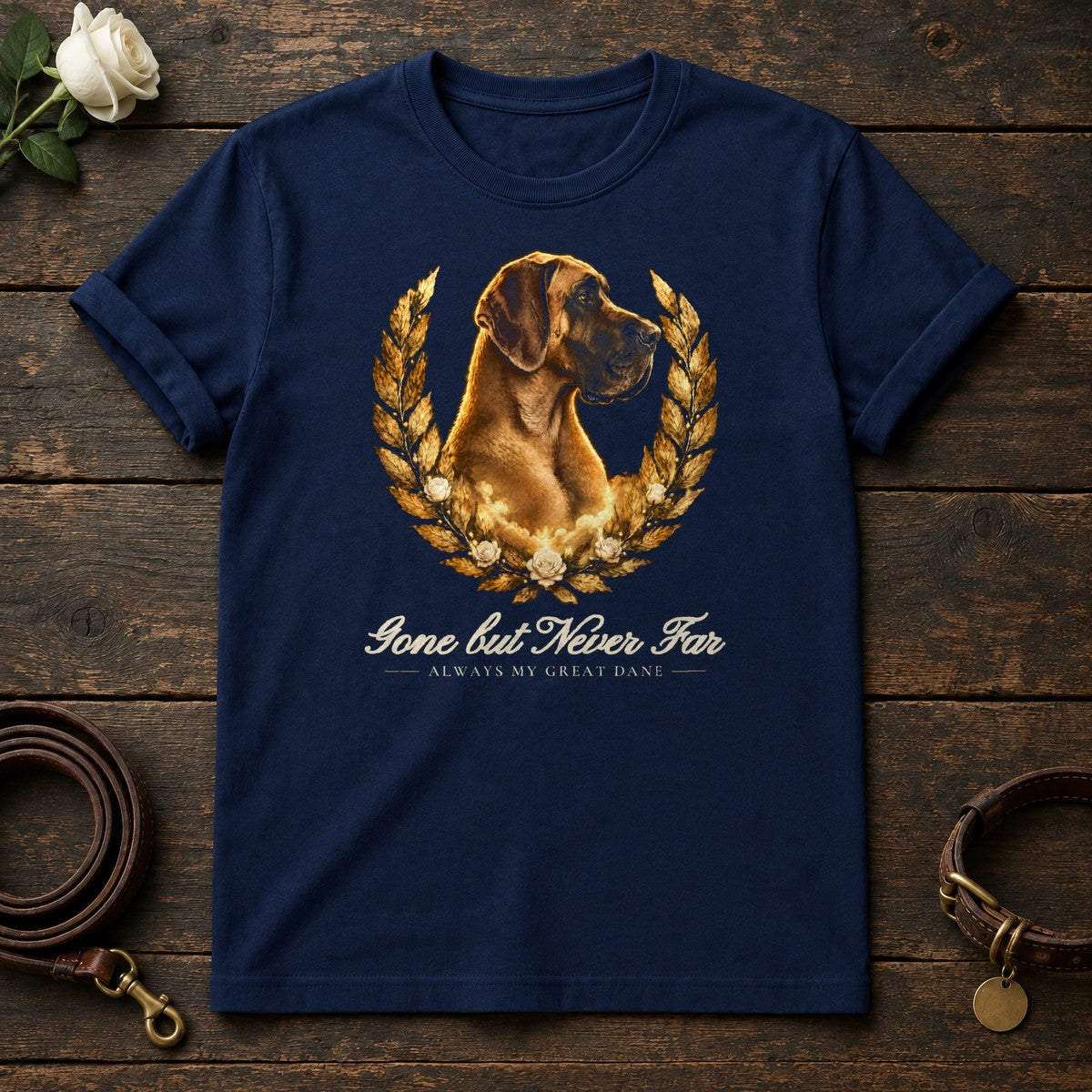Gone but Never Far – Laurel Great Dane Memorial Tee in Navy