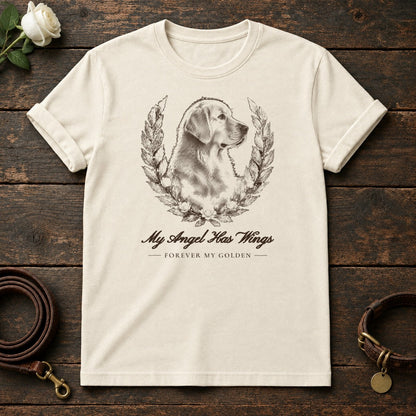 My Angel Has Wings – Laurel Golden Retriever Memorial Tee in Natural