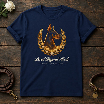 Loved Beyond Words – Laurel Doberman Memorial Tee in Navy