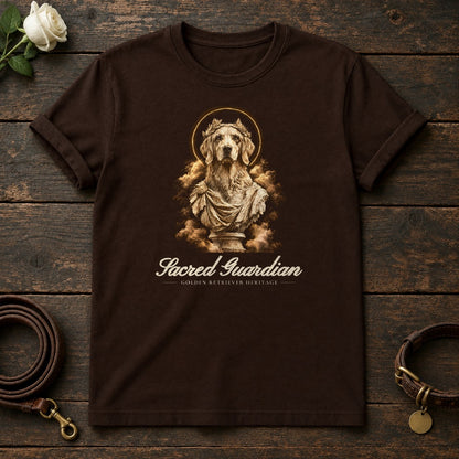 Sacred Guardian Golden Retriever Tee in Dark Chocolate