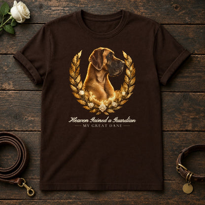 Heaven Gained a Guardian – Laurel Great Dane Memorial Tee in Dark Chocolate