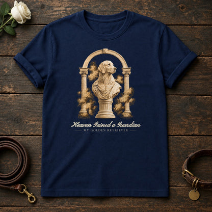 Heaven Gained a Guardian – Roman Arch Golden Retriever Memorial Tee in Navy