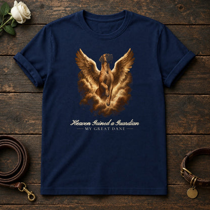 Heaven Gained a Guardian – Winged Great Dane Memorial Tee in Navy