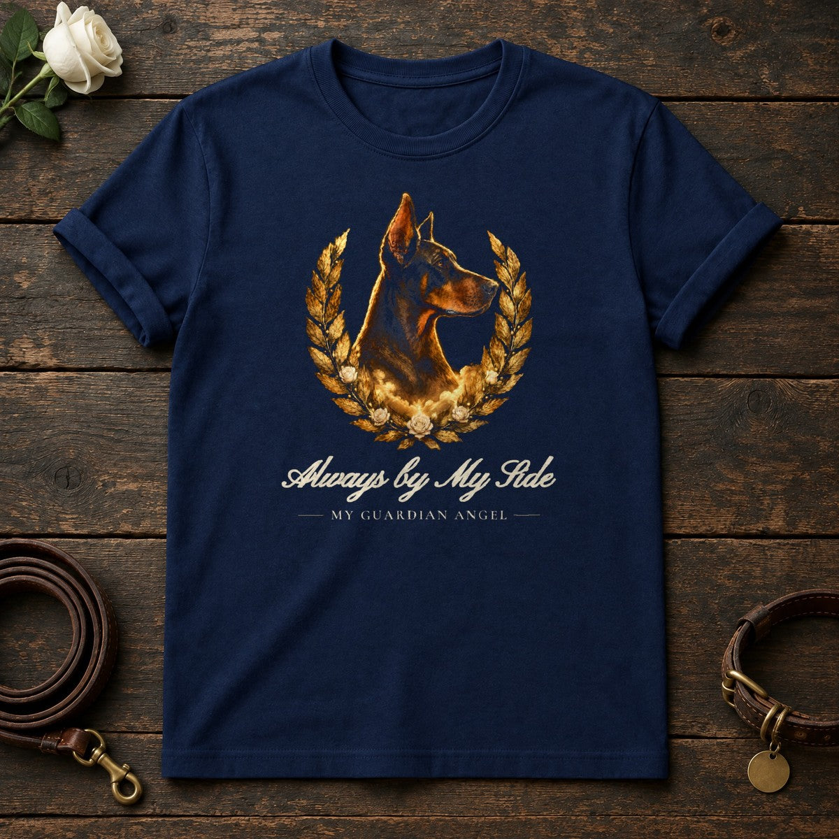 Always by My Side – Laurel Doberman Memorial Tee in Navy