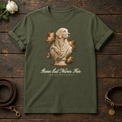 Gone but Never Far – Marble Golden Retriever Memorial Tee in Military Green