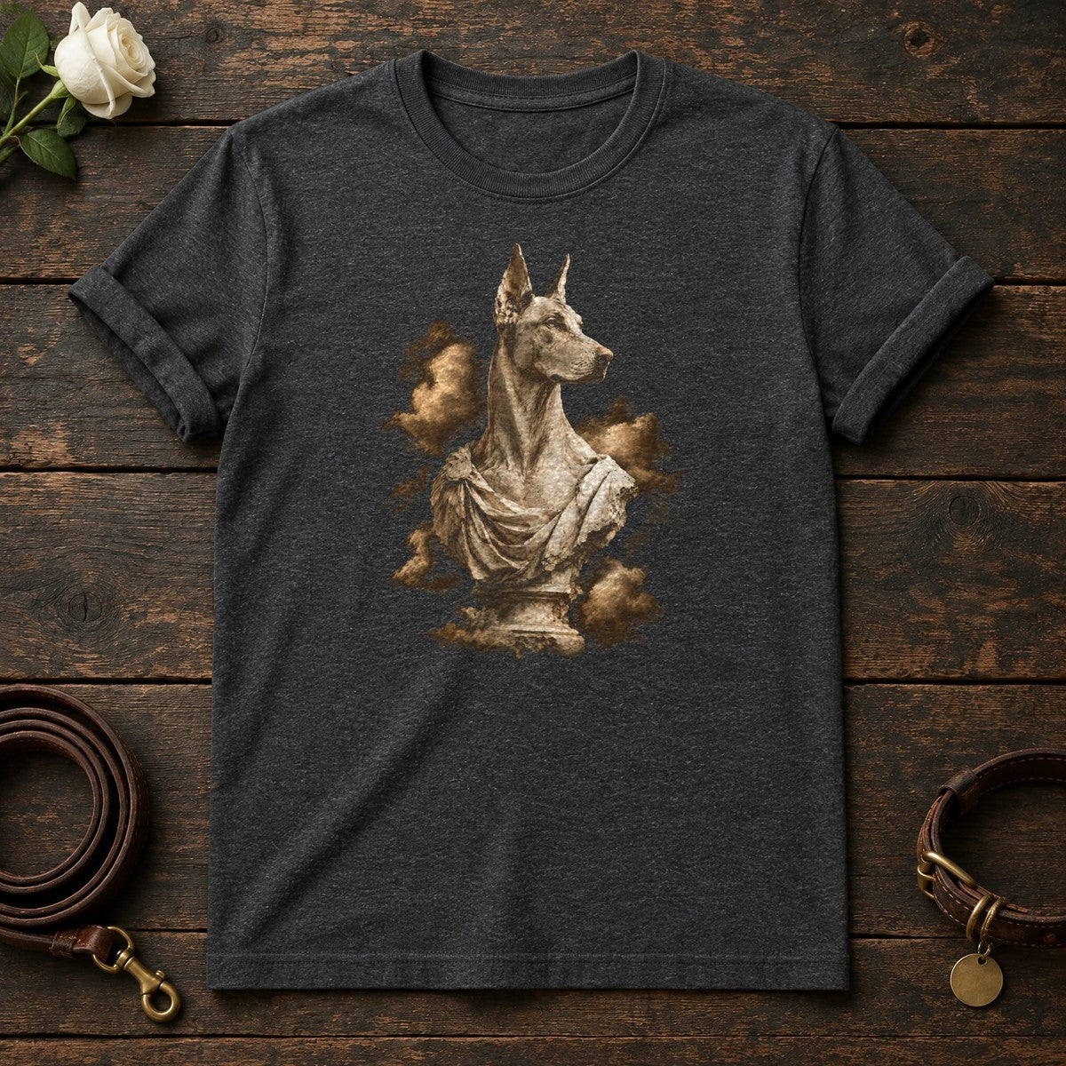 Doberman Marble Guardian Tee in Dark Heather