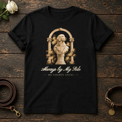 Always by My Side – Roman Arch Golden Retriever Memorial Tee in Black