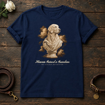 Heaven Gained a Guardian – Marble Golden Retriever Memorial Tee in Navy