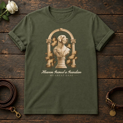Heaven Gained a Guardian – Roman Arch Great Dane Memorial Tee in Military Green