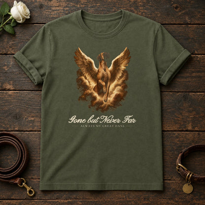 Gone but Never Far – Winged Great Dane Memorial Tee in Military Green