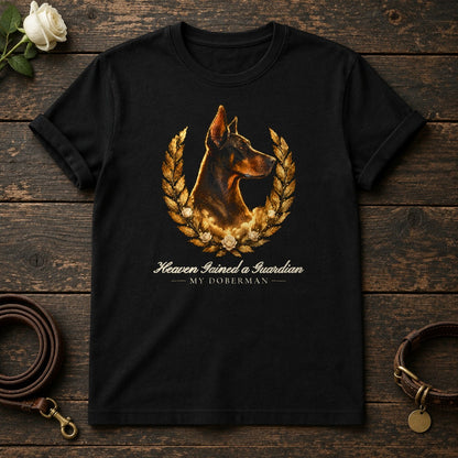 Heaven Gained a Guardian – Laurel Doberman Memorial Tee in Black