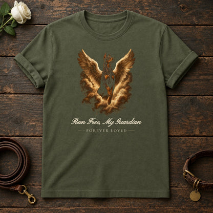 Run Free, My Guardian – Winged Doberman Memorial Tee in Military Green