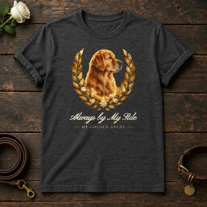 Always by My Side – Laurel Golden Retriever Memorial Tee in Dark Heather