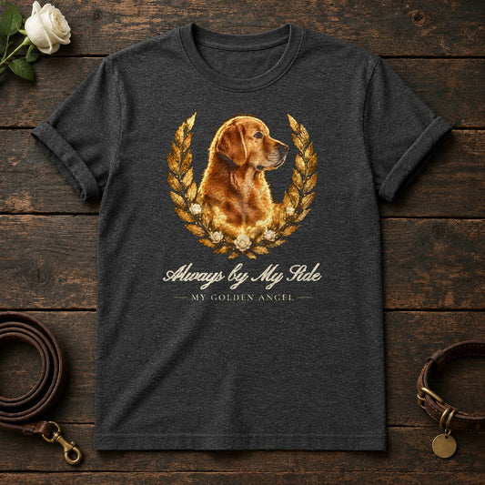 Always by My Side – Laurel Golden Retriever Memorial Tee in Dark Heather