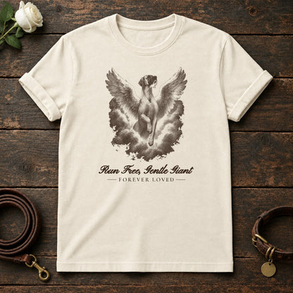 Run Free, Gentle Giant – Winged Great Dane Memorial Tee in Natural