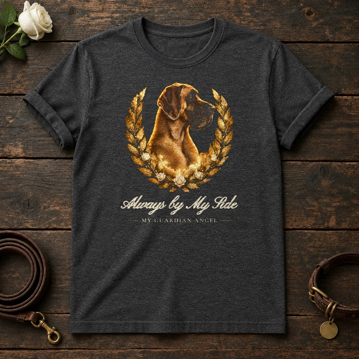 Always by My Side – Laurel Great Dane Memorial Tee in Dark Heather