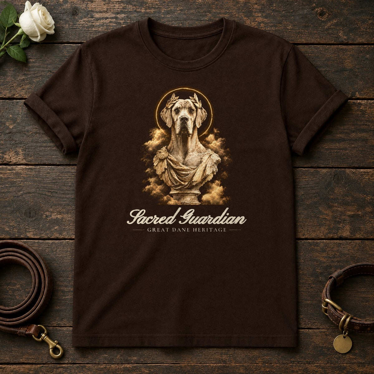 Sacred Guardian Great Dane Tee in Dark Chocolate