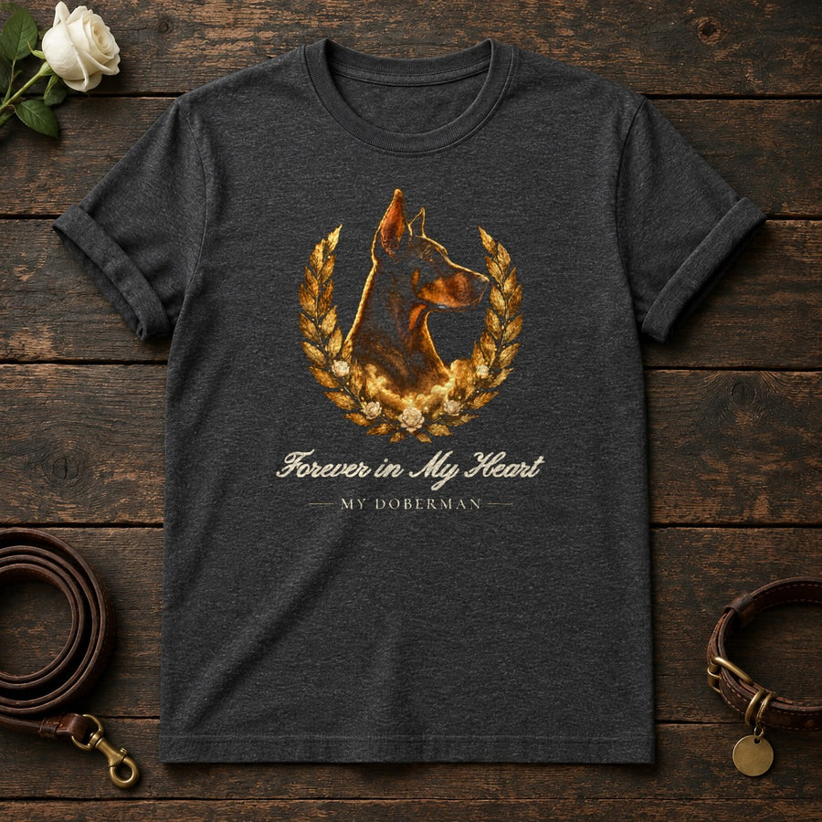 Forever in My Heart – Laurel Doberman Memorial Tee in Dark Heather
