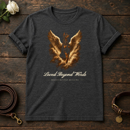 Loved Beyond Words – Winged Doberman Memorial Tee in Dark Heather