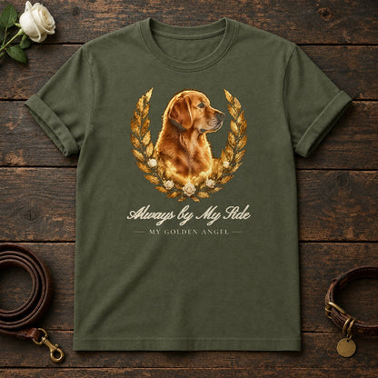 Always by My Side – Laurel Golden Retriever Memorial Tee in Military Green