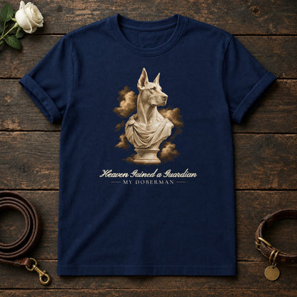 Heaven Gained a Guardian – Marble Doberman Memorial Tee in Navy