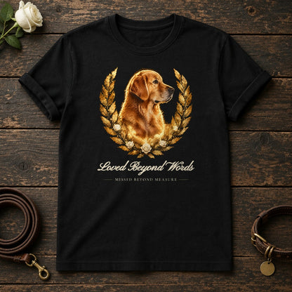 Loved Beyond Words – Laurel Golden Retriever Memorial Tee in Black