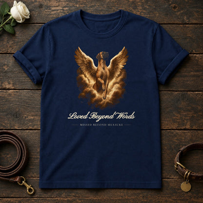Loved Beyond Words – Winged Great Dane Memorial Tee in Navy