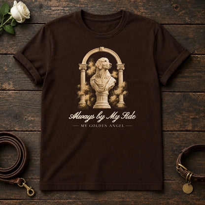 Always by My Side – Roman Arch Golden Retriever Memorial Tee in Dark Chocolate