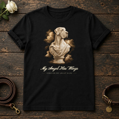 My Angel Has Wings – Marble Great Dane Memorial Tee in Black