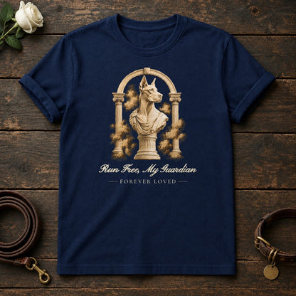 Run Free, My Guardian – Roman Arch Doberman Memorial Tee in Navy