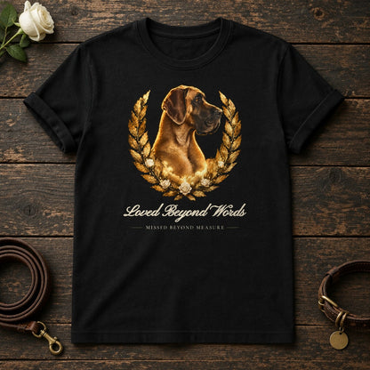 Loved Beyond Words – Laurel Great Dane Memorial Tee in Black