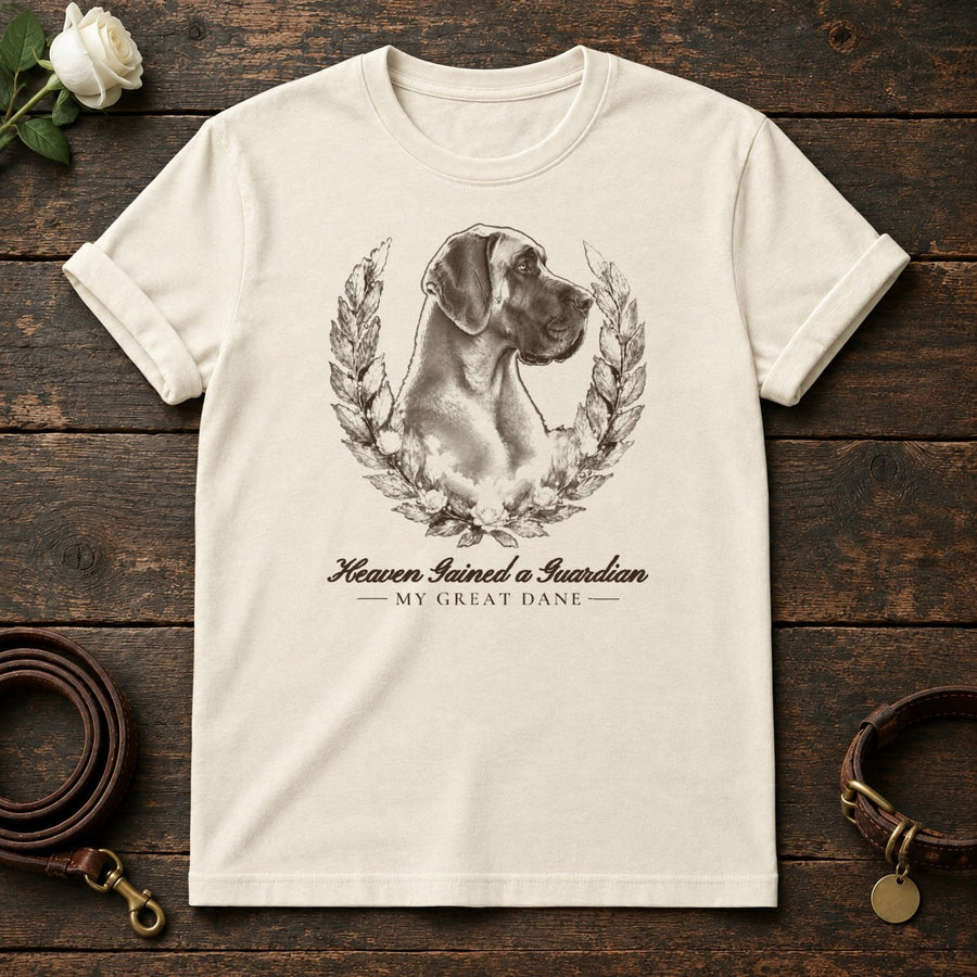 Heaven Gained a Guardian – Laurel Great Dane Memorial Tee in Natural